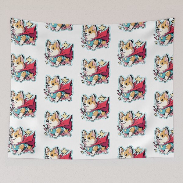 Item preview, Kawaii Corgi Hero - Cute and Courageous Dog Art designed and sold by Akira Miyamoto.