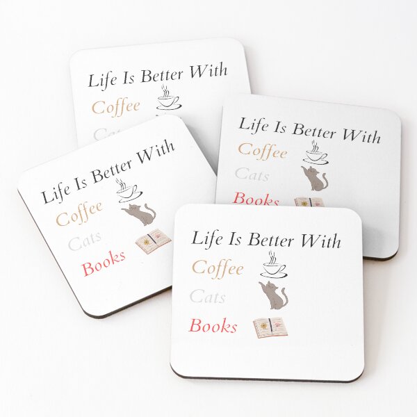 Item preview, Life Is Better With Coffee Cats And Books designed and sold by Polmack  ⭐⭐⭐⭐⭐.