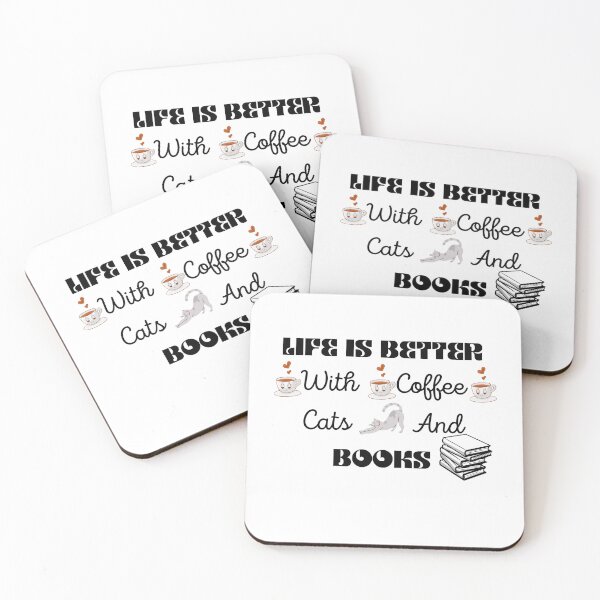 Item preview, Life Is Better With Coffee Cats And Books designed and sold by Polmack  ⭐⭐⭐⭐⭐.