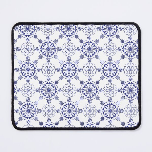 Item preview,  Moroccan Blue, White Tiles Pattern Illustration,Circle Floral, Mediterranean Style designed and sold by Dazzline Designs.