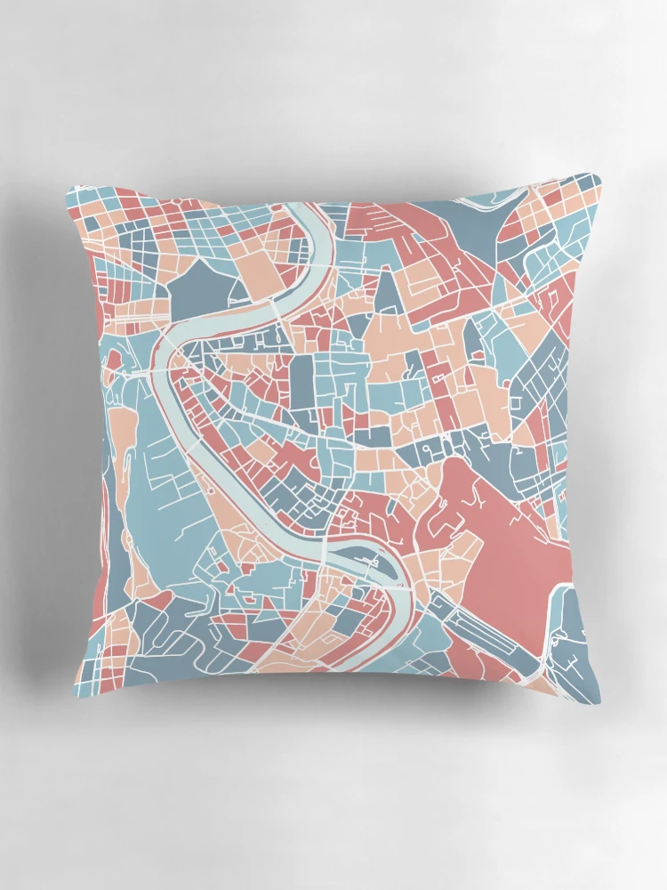 Thumbnail 3 of 4, Pillow, Abstract Rome map designed and sold by AnnaGo.