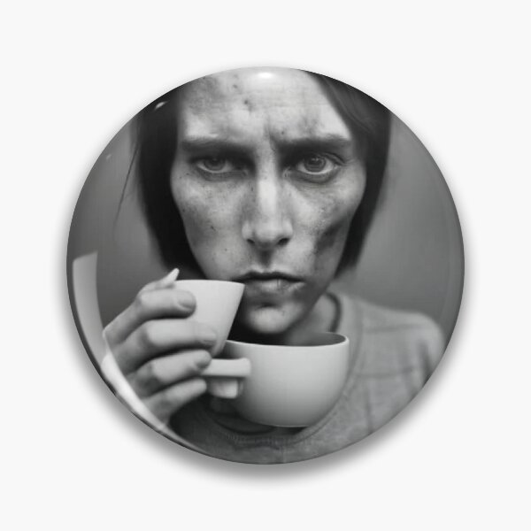 Item preview, Sipping Coffee (black and white portrait) designed and sold by UglyAIArtwork.