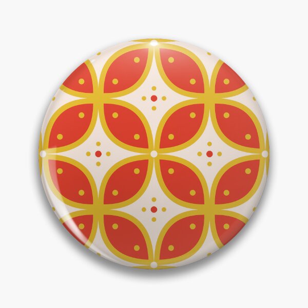 Item preview, Moroccan Bright Orange, Yellow, Pastel Pink Tiles Pattern Illustration,Circle Floral, Mediterranean Style designed and sold by Dazzline Designs.