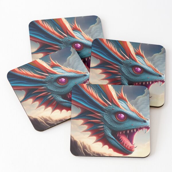 Item preview, Long Necked Blue and Red Dragon with Purple Eyes designed and sold by dragynrain.