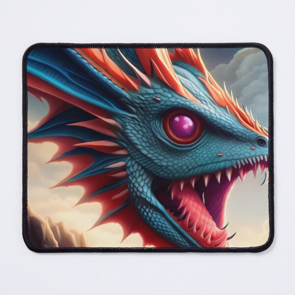 Item preview, Long Necked Blue and Red Dragon with Purple Eyes designed and sold by dragynrain.