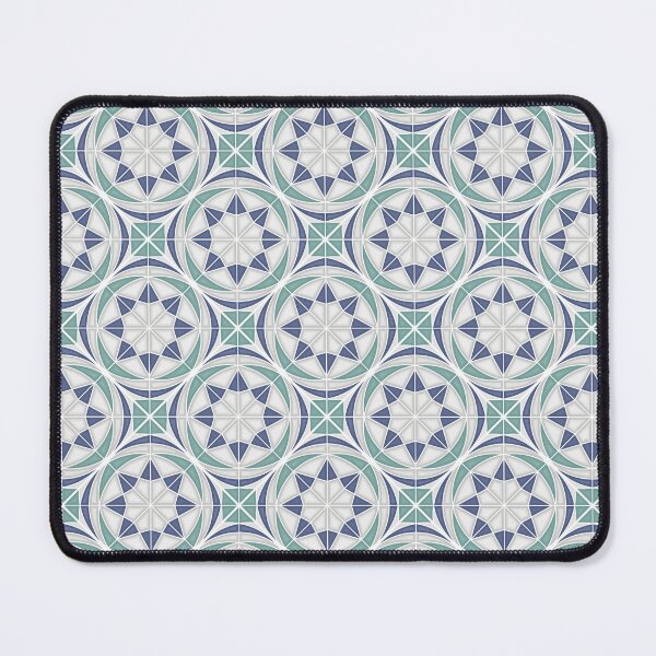 Item preview, Moroccan Blue, Sage Green, White Tiles Pattern Illustration,Circle Floral, Mediterranean Style designed and sold by Dazzline Designs.