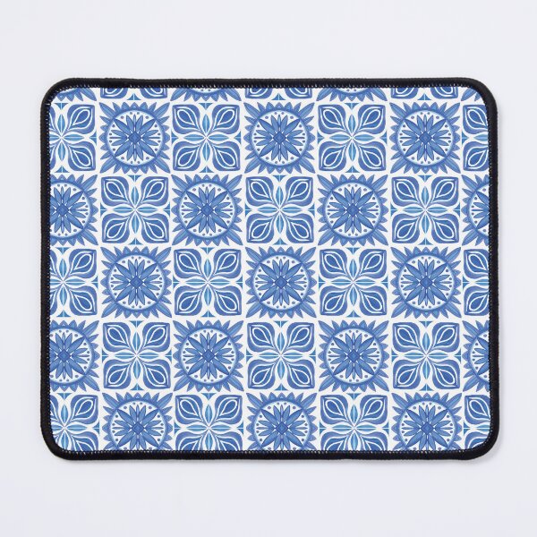 Item preview, Moroccan Blue, White Tiles Pattern Illustration,Circle Floral, Mediterranean Style designed and sold by Dazzline Designs.