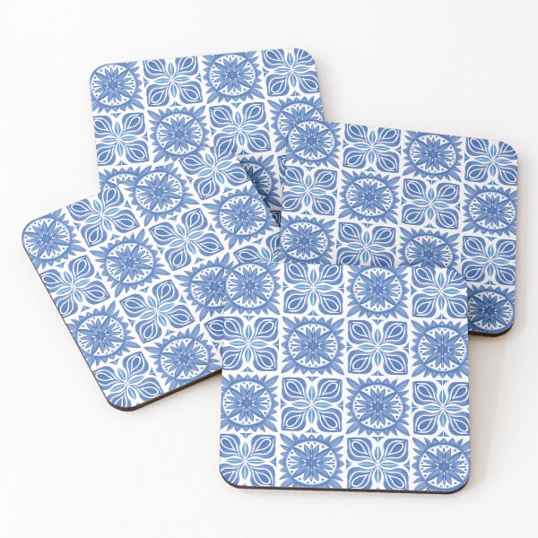 Item preview, Moroccan Blue, White Tiles Pattern Illustration,Circle Floral, Mediterranean Style designed and sold by Dazzline Designs.