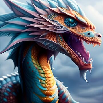 Artwork thumbnail, Ancient Cyan Rainbow Scaled Dragon by dragynrain