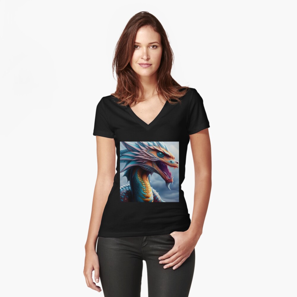Item preview, Fitted V-Neck T-Shirt designed and sold by dragynrain.