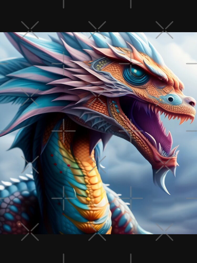 Thumbnail 7 of 7, Classic T-Shirt, Ancient Cyan Rainbow Scaled Dragon designed and sold by dragynrain.