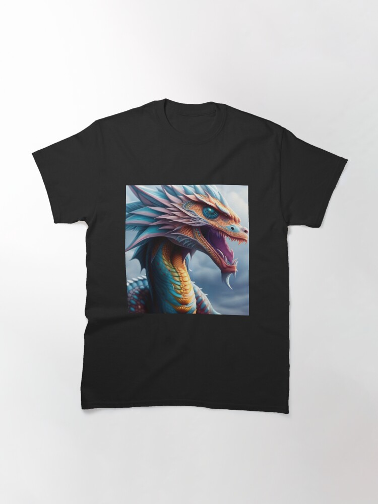 Thumbnail 3 of 7, Classic T-Shirt, Ancient Cyan Rainbow Scaled Dragon designed and sold by dragynrain.