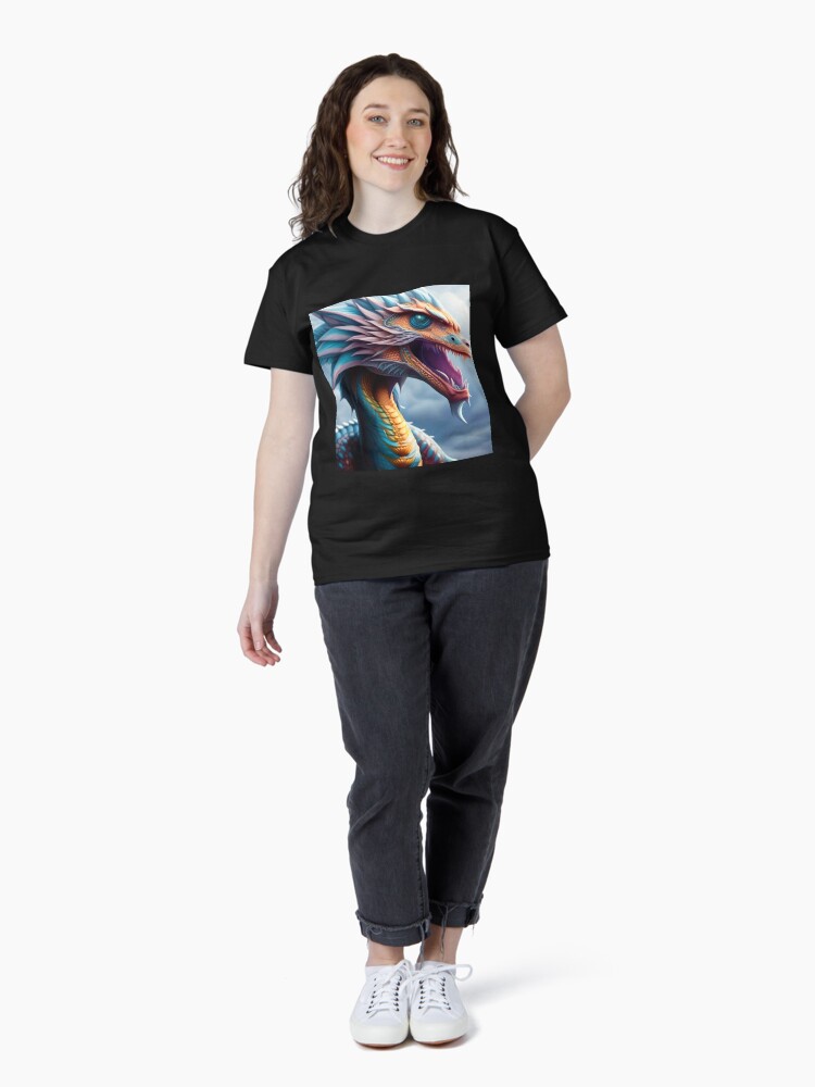 Thumbnail 4 of 7, Classic T-Shirt, Ancient Cyan Rainbow Scaled Dragon designed and sold by dragynrain.
