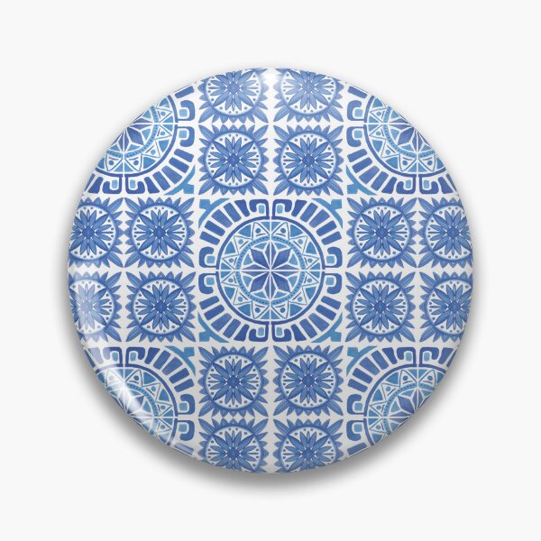 Item preview, Copy of  Moroccan Blue, White Tiles Pattern Illustration,Circle Floral, Mediterranean Style designed and sold by Dazzline Designs.