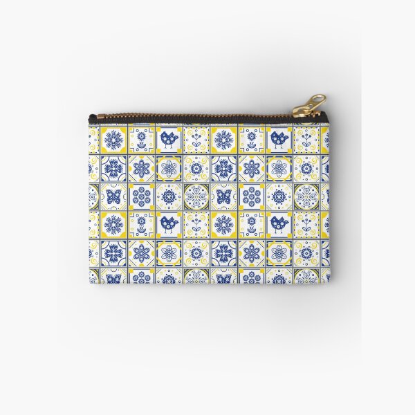 Item preview, Folk Art Moroccan Blue, Yellow, White Tiles Pattern Illustration,Circle Floral, Mediterranean Style designed and sold by Dazzline Designs.
