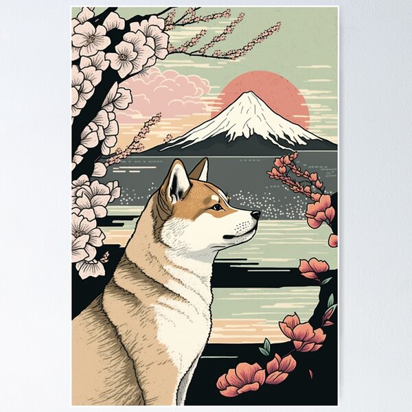 Item preview, Ukiyo-e Painting style Shiba Inu designed and sold by GiuliaHepburn.