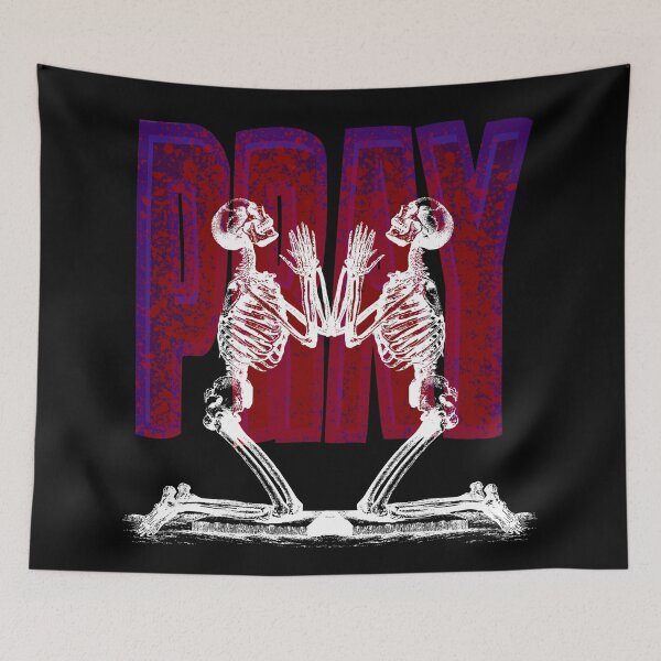 Item preview, Praying Skeletons, with the word Pray as background designed and sold by DaveDanchuk.