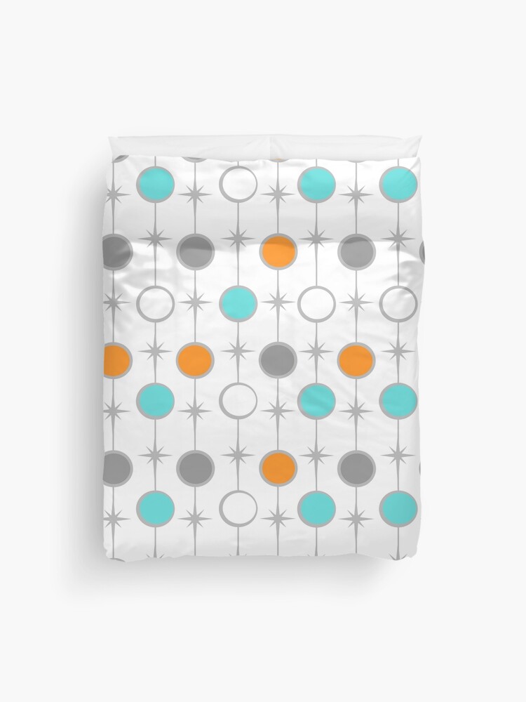 Thumbnail 1 of 2, Duvet Cover, Retro Dots and Starbursts designed and sold by StrangeLilOnion.