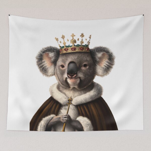 Item preview, Koala Wearing Medieval Robe and Crown in Renaissance Style Portrait Digital Art designed and sold by SourBunnyshop.