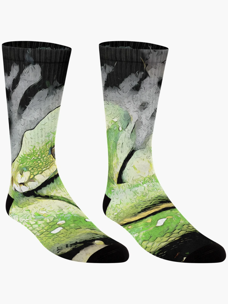 Thumbnail 3 of 5, Socks, Green Tree Python In Comic Book Style Design designed and sold by Heathermarie321.