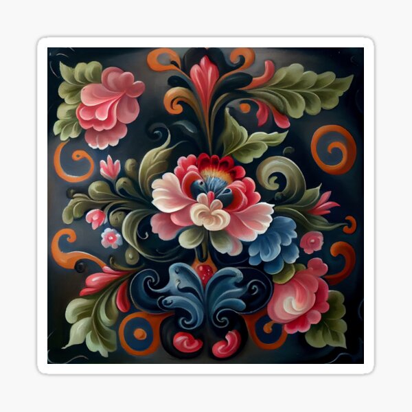 Item preview, Norwegian Rosemaling-Oil On Canvas #9 designed and sold by Gypsykiss.