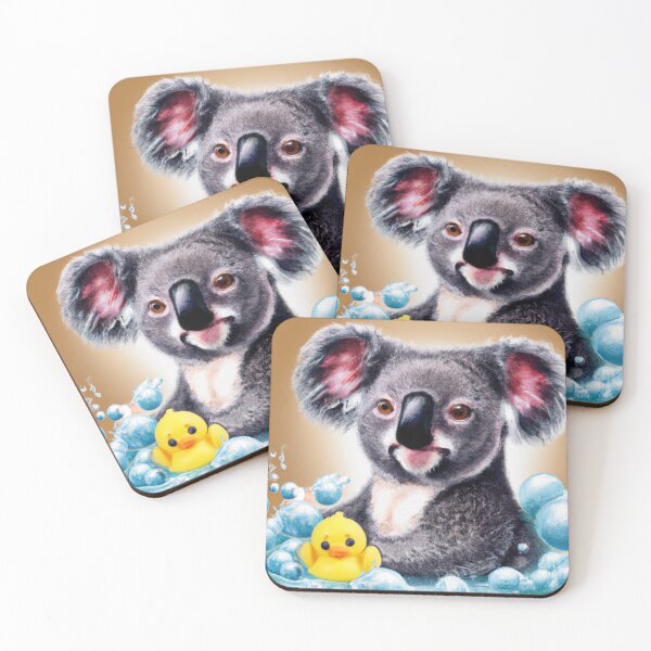 Item preview, Cute Koala Taking a Bubble Bath with a Rubber Duck Digital Art Illustration designed and sold by SourBunnyshop.