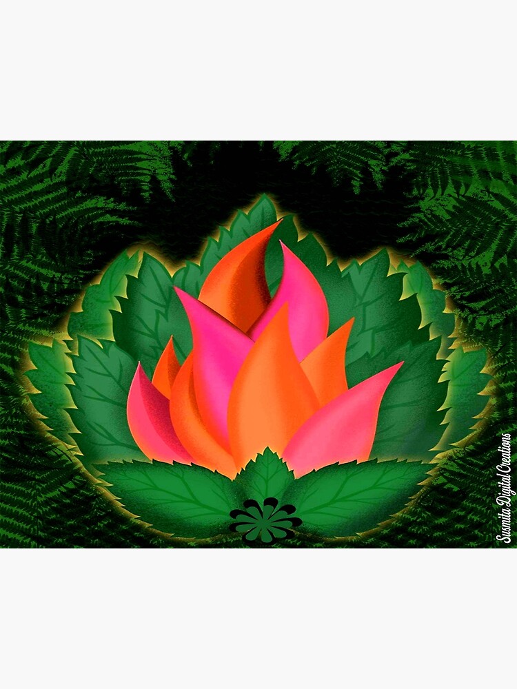 Thumbnail 2 of 2, Art Board Print, Handdrawn Abstract Colourful Single Flower and Leaves designed and sold by butterysilk.