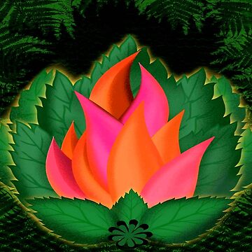 Artwork thumbnail, Handdrawn Abstract Colourful Single Flower and Leaves by SUSMITA DEAN