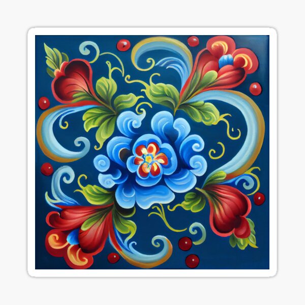 Item preview, Norwegian Rosemaling-Oil On Canvas #18 designed and sold by Gypsykiss.
