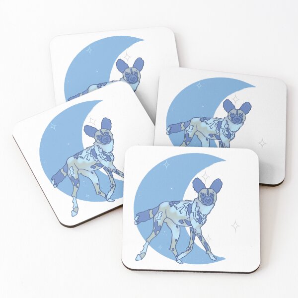 Item preview, African Painted Dog Crescent Moon - Blue designed and sold by bellamousse design co.