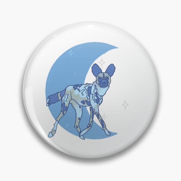 Item preview, African Painted Dog Crescent Moon - Blue designed and sold by bellamousse design co.