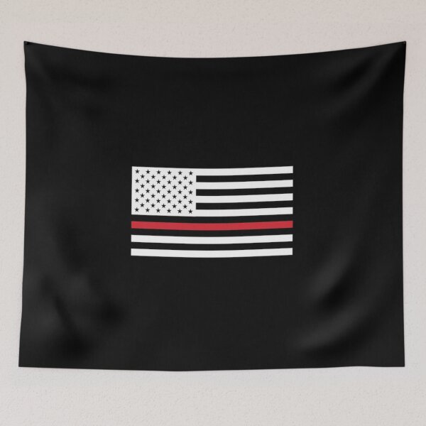 Item preview, USA Firefighter Flag - Thin Red Line designed and sold by RENAGADE4LYF.