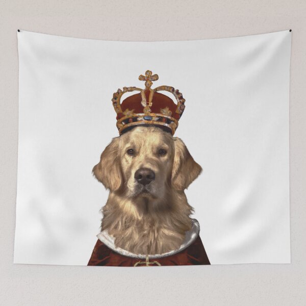 Item preview, Golden Retriever Wearing a Medieval Robe and Crown Renaissance Style Portrait Digital Art designed and sold by SourBunnyshop.