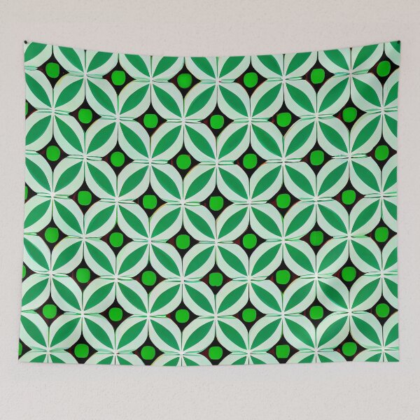 Aperçu de l'œuvre motif géométrique vert et blanc créée et vendue par QuikiPatterns.