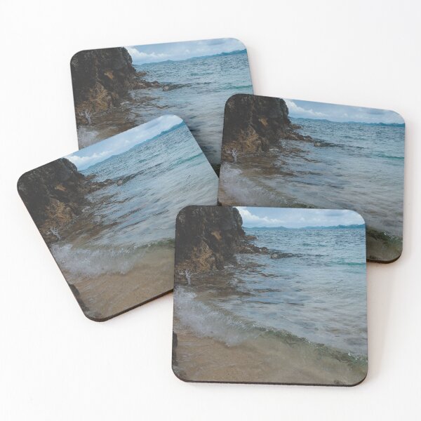 Item preview, Suaves formaciones rocosas y olas de playa (lienzo grande) designed and sold by Bernsberry Illustrations.