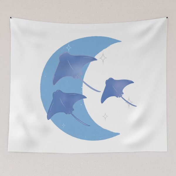 Item preview, Cownose Rays Crescent Moon - Blue designed and sold by bellamousse design co.