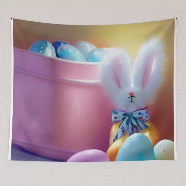 Item preview, Colorful Festive Easter Eggs Easter Bunny Spring Flowers Version 8 designed and sold by DreamingAwake1.