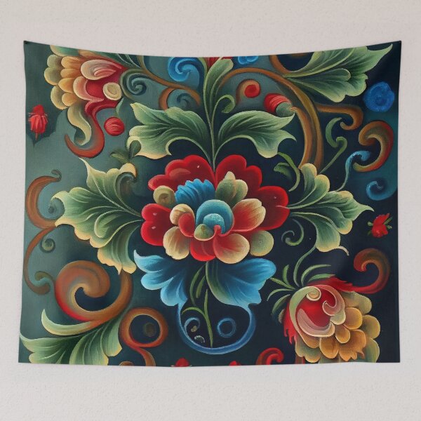 Item preview, Norwegian Rosemaling-Oil On Canvas #25 designed and sold by Gypsykiss.