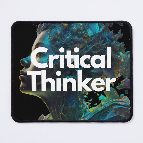 Item preview, Critical Thinker White on Black entrepreneur Ethereal, Androgynous, Gamercore, low angle, 3D rendering designed and sold by EmprendeHoy.