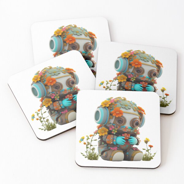 Item preview, Little Floral Robot designed and sold by DigitalArtcapes.
