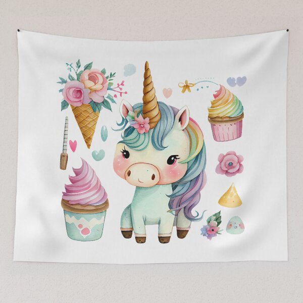 Item preview, Cute pastel rainbow baby unicorn in watercolor designed and sold by MagicStrawberry.