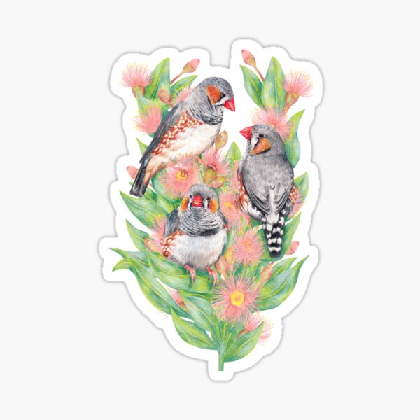 Item preview, Floral Zebra Finches designed and sold by Kayla Reay.