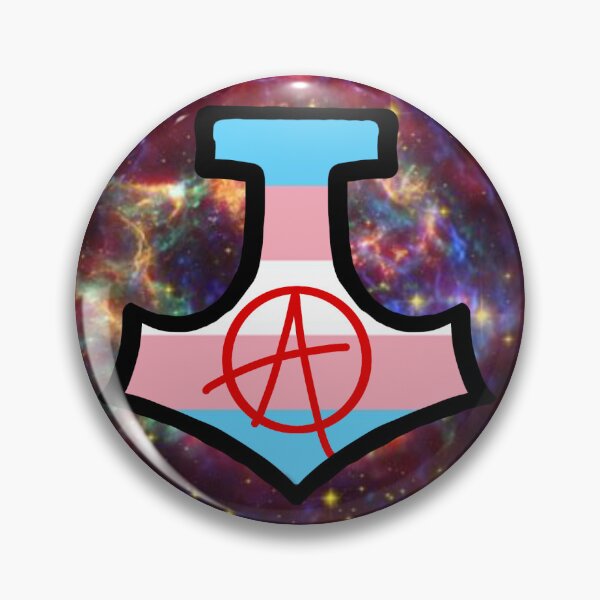 Item preview, Anarchist Trans Pride Mjolnir Galaxy designed and sold by Ælfbear Art.
