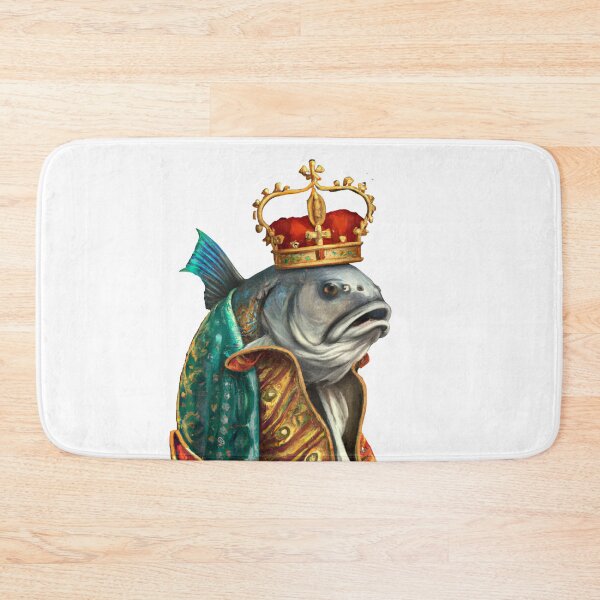 Item preview, Fish King Wearing a Medieval Robe and Royal Crown in Renaissance Portrait Digital Art  designed and sold by SourBunnyshop.