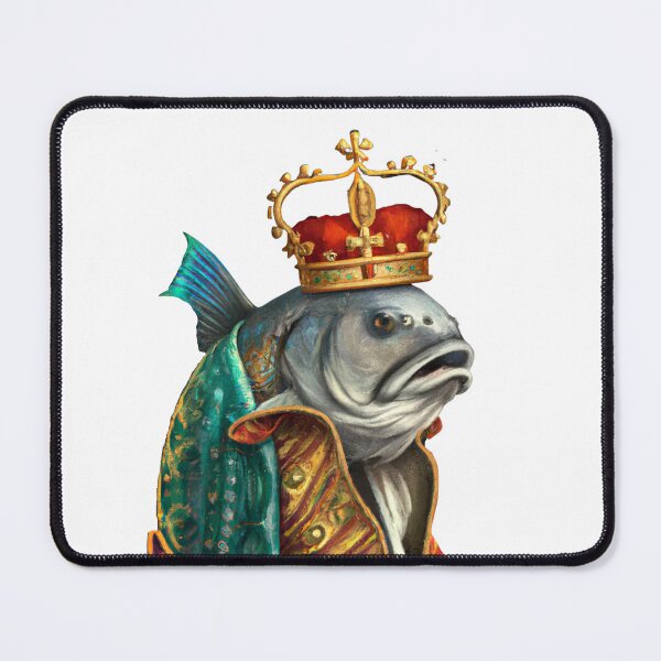 Item preview, Fish King Wearing a Medieval Robe and Royal Crown in Renaissance Portrait Digital Art designed and sold by SourBunnyshop.