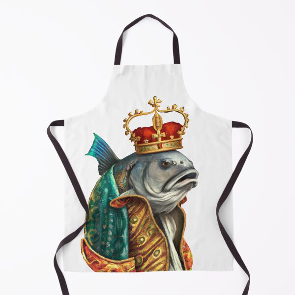 Item preview, Fish King Wearing a Medieval Robe and Royal Crown in Renaissance Portrait Digital Art  designed and sold by SourBunnyshop.