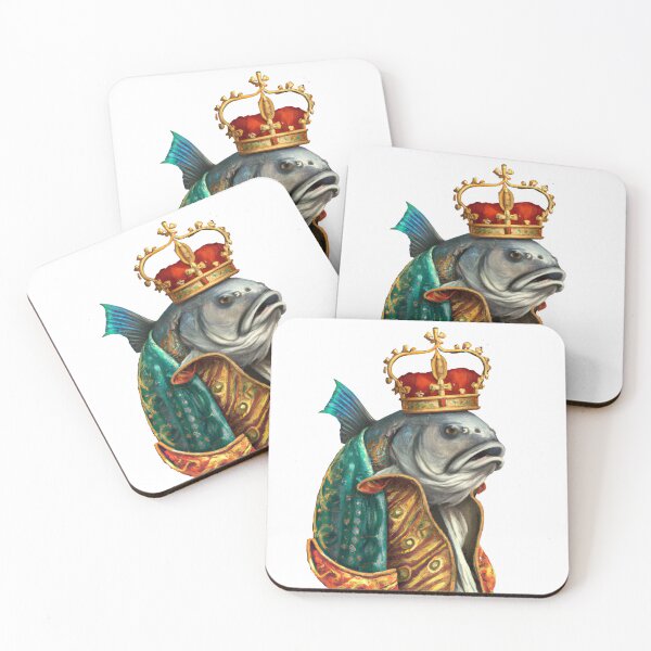 Item preview, Fish King Wearing a Medieval Robe and Royal Crown in Renaissance Portrait Digital Art  designed and sold by SourBunnyshop.