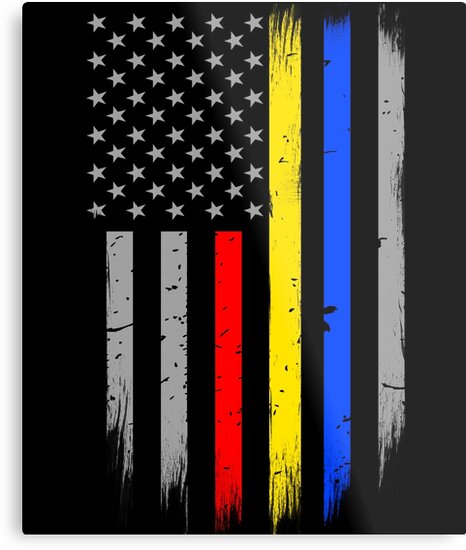 Police Fire Dispatcher Flag Metal Prints By Bluelinegear Redbubble   Mp,550x550,gloss,ffffff,t.3u3 