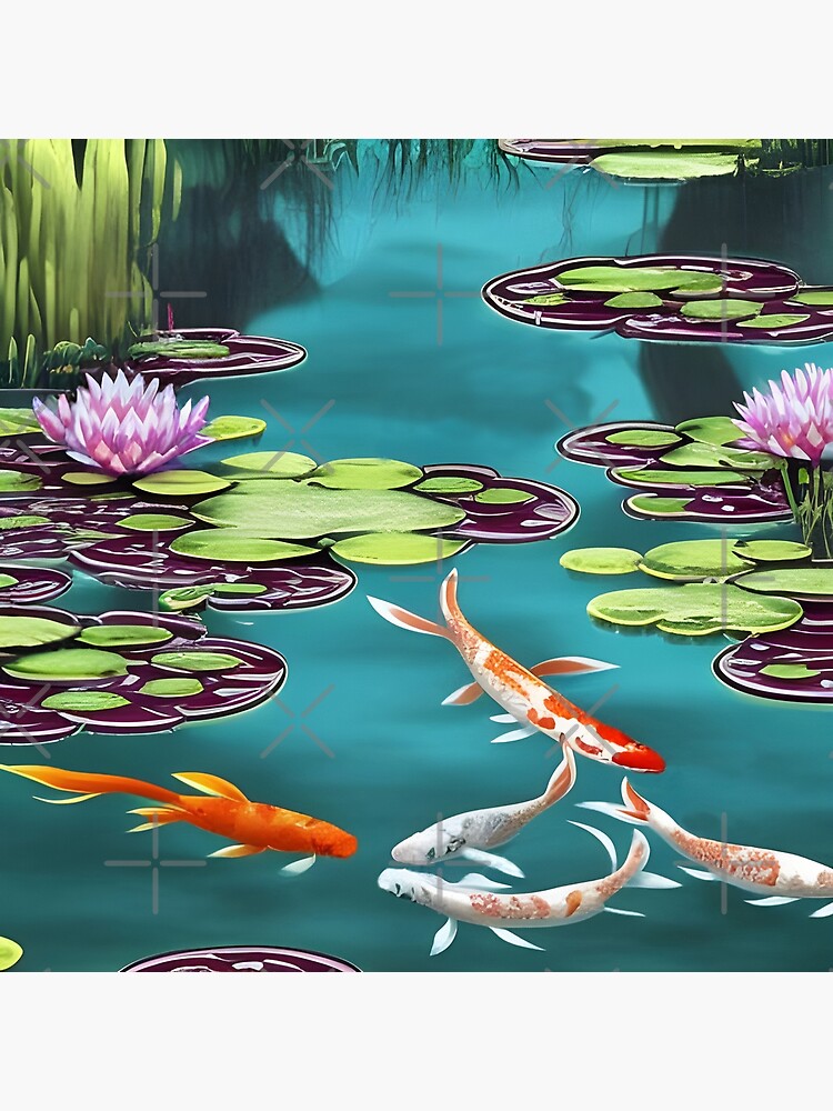 Water Lily and Carp  Koi art, Koi painting, Water lilies