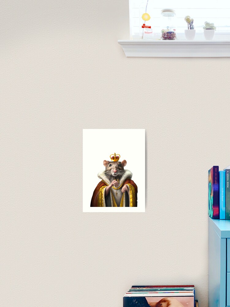 Rat King Wearing a Medieval Robe and Royal Crown in Renaissance Portrait  Digital Art | Sticker